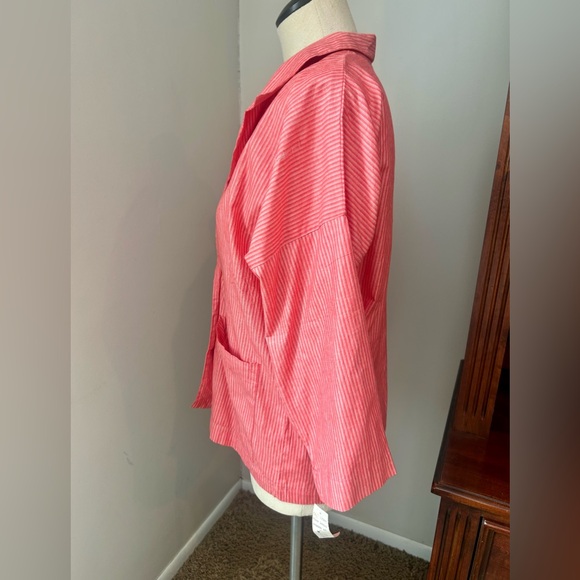 Vintage Double Breasted Red Striped Cotton Blazer/Top - Picture 6 of 10